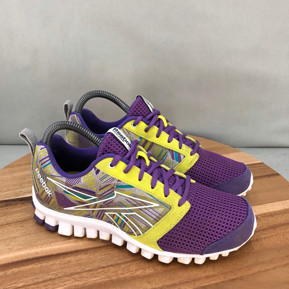 Reebok RealFlex Scream 2.0 Running Shoes Purple Yellow Womens Size 6.5